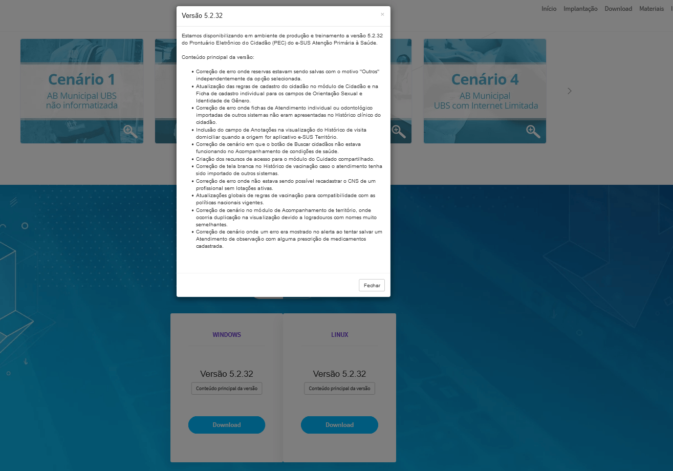 A versão 5.2.32 do PEC e-SUS APS está disponível! Conheça as otimizações e correções que aprimoram o atendimento na Atenção Primária à Saúde.